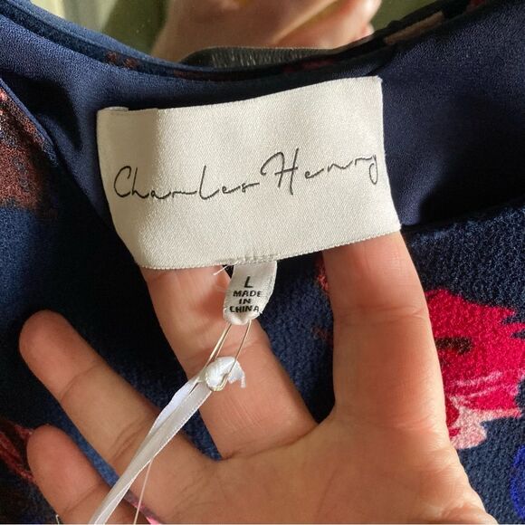 Charles Henry Women’s navy floral short sleeve shift dress size large NWT! 😍 - Picture 6 of 10